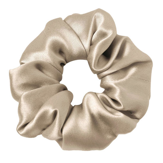 Picture of LILYSILK Silk Hair Scrunchies / Ties for Frizz & Breakage Prevention, 100% Mulberry, No Damage, Elastic ponytail Holders, 1Pc, Coffee