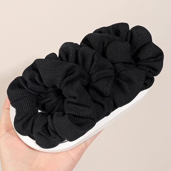Picture of Hair Scrunchies for Women - Hair Ties No Damage Both for Thick Hair or Thin Hair Curl Hair No Crease Black Scrunchies Ponytail Holder No Hurt Your Hair