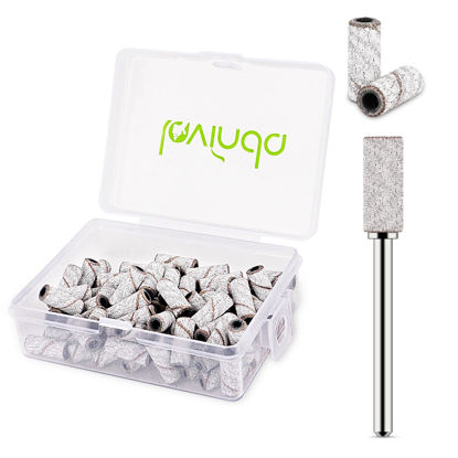 Picture of Lavinda Small Sanding Bands Nail Drill Bit, 80 Piece Extra Fine Sanding Bands for Nail Drill with 3.1mm Mandrel Bit for Acrylic Nails Gel Removing Shaping Polishing Nail Salon Use (240 Grit, Zebra)