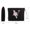 Picture of Vavabox A-Z Personalized Makeup Bag,Birthday Gifts for Women Mom,Gifts for Best Friend,Bride Bridesmaid Cosmetic bag (V, Black)