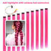 Picture of RINBOOOL Pink Hair Extensions Clip in, 22 Inch 10 Pcs Long Straight Colored, for Kids Girls Women Highlight Party, Synthetic