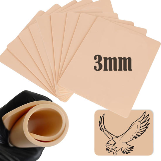 Picture of 10Pcs Tattoo Skin 3MM - Urknall Fake Skin Blank Tattoo Practice Skin Double Sides Fake Skin Tattoo for Beginners and Tattoo Artists Tattoo Supplies