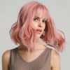 Picture of Ucubb Short Curly Wigs with Bangs for Women 14 Inches Wavy Bob Wig Synthetic Heat Resistant Fiber Wigs (608)
