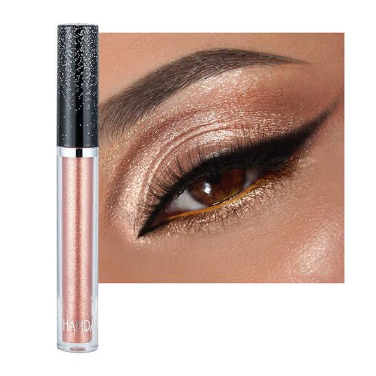 Picture of ONarisae Glitter Eyeshadow Shimmer Long Lasting Effect Shiny Pigment Eyeshadow Glow Eye Makeup (Light Brown)