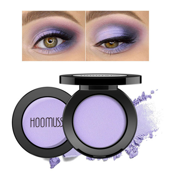 Picture of HOOMUSS Single Purple Eyeshadow Matte Handmade Pressed Eyeshadow Powder Palette Long Lasting With No Creasing High Pigmented Intense Color Purple Eye Shadow (Lavender)