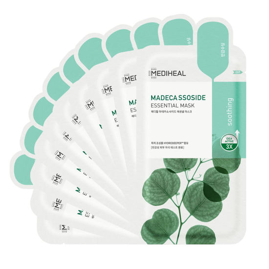 Picture of Mediheal Best Korean Sheet Mask - Madecassoside Essential Face Mask 10 Sheets For Sensitive Blemish Prone All Skin Types Hydrating Moisturizing Calming Soothing