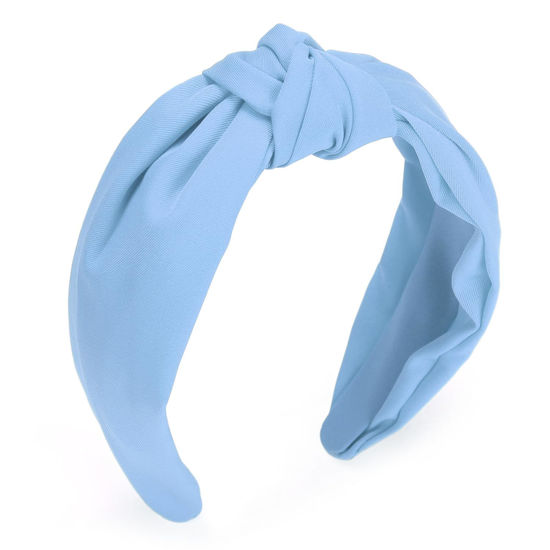 Picture of Etercycle Headband for Women, Knotted Wide Headband, Yoga Hair Band Fashion Elastic Hair Accessories for Women (Light Blue)