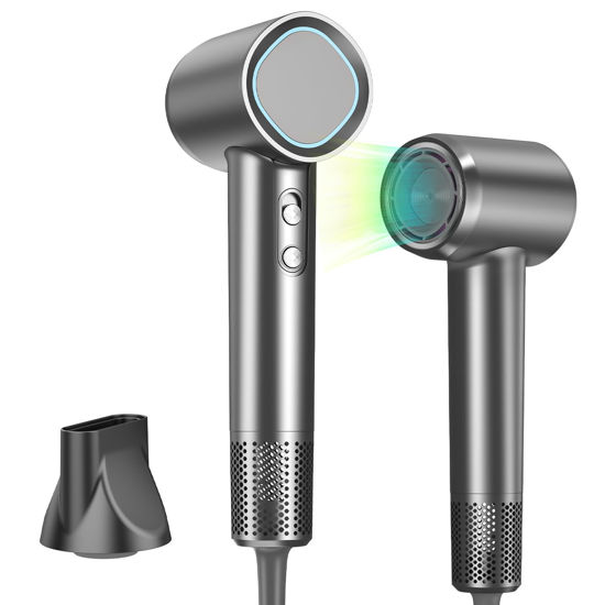 Picture of Hair Dryer Ionic, 110,000 RPM Hair Dryers for Women w/Ceramic Technology Nozzle for Fast Drying High Speed Blow Dryer 3-Speed Thermo Control Professional Low Noise Design for Home Travel Salon(Gray)