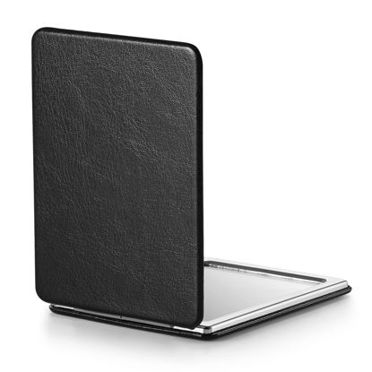 Picture of OMIRO Compact Mirror, Classical PU Leather 1X/3X Magnification, Ultra Portable for Purses, 2.4" W x 3.4" L (Black)