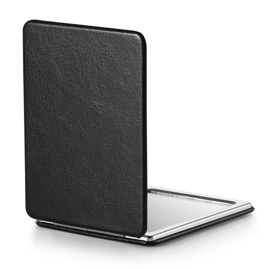Picture of OMIRO Compact Mirror, Classical PU Leather 1X/3X Magnification, Ultra Portable for Purses, 2.4" W x 3.4" L (Black)