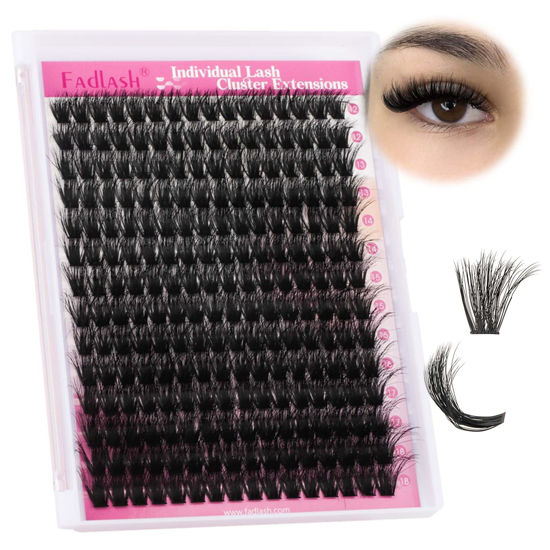 Picture of FADLASH Lash Clusters 100D Fluffy Eyelash Clusters 12-18mm Individual Lashes Cluster Eyelash Extensions 3D Effect Wispy Thick Lash Extension Clusters (100D-0.07-D, 12-18mm)