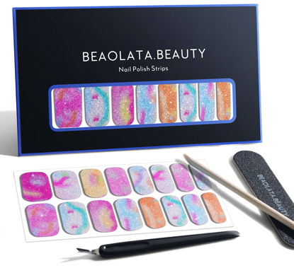 Picture of Beaolata Nail Polish Strips, 32 Nail Wraps, Nail Stickers, Gel Nail Strips, Easy Apply& Remove, Long Lasting, Safe for Nails, Salon Quality(Bubble.03)