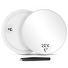 Picture of 20X Magnifying Mirror and Tweezers Kit, 6 Inch Round Magnifying Makeup Mirror, 20X Magnification Compact Mirror 3 Suction Cups Magnifier Travel Set, Portable Cosmetic Magnified Mirror for Women Men
