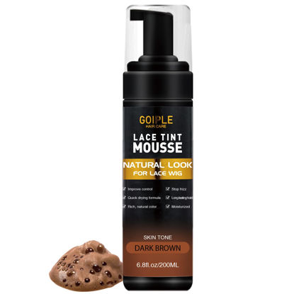 Picture of Goiple Lace Tint Melting Hair Mousse, 6.8 fl oz - Natural Finishing Color for Women Wigs Toupees and Hairpieces (Dark Brown)