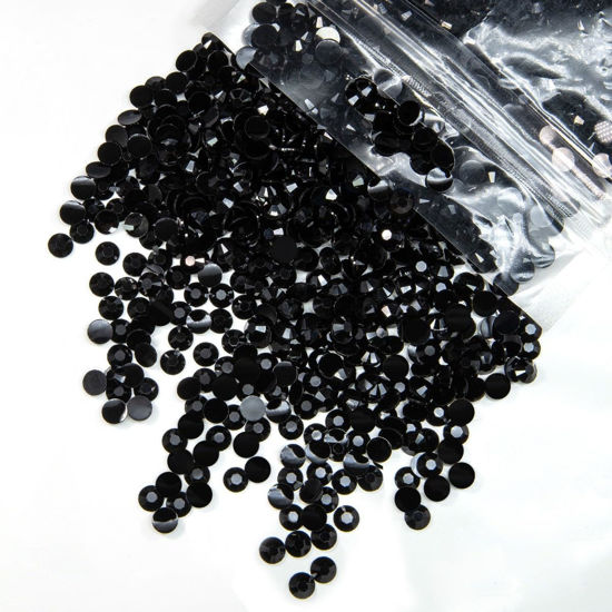 Picture of qiipii 4700PCS 3mm Black Resin Rhinestones for Crafting Pure Black Flat Back Jelly Resin Stones Bulk SS10 Non-Hotfix Dark Black Diamonds Gems for Nails Face Eyes Makeup Tumblers Bottles DIY Crafts