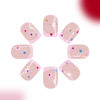Picture of Short Press on Nails Square Fake with Star Designs French Tip Nails Press ons Glossy Glue on Nails Cute Acrylic Nails Pink Artificial Stick on Nails for Women 24Pcs