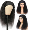 Picture of Headband Wig Human Hair Kinky Curly 14 inch Brazilian Remy Hair Curly None Lace Front Wigs Glueless Wigs Human Hair Curly for Black Women None Lace Front Machine Made Wigs Human Hair Natural Color