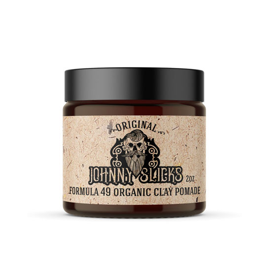 Picture of Johnny Slicks Formula 49 Clay All Organic Pomade | Firm Hold & Matte Finish (Promotes Healthy Hair Growth, Helps Hydrate Dry Skin), (2 ounce, Original)