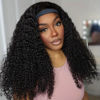 Picture of Kinky Curly Human Hair Headband Wig Curly Human Hair Wigs 150% Density Brazilian Virgin Human Hair Machine Made Wig for Black Women Non Lace Front Wig Natural Color (Headband Wig, 26inch)