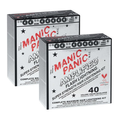 Picture of MANIC PANIC Flash Lightning Super Strength Bleach Kit - 40 Volume Developer + Bleach Powder - Hair Lightener for Dark Hair + Lifting up to 7 Levels - Vegan & Cruelty Free (2 Pack)