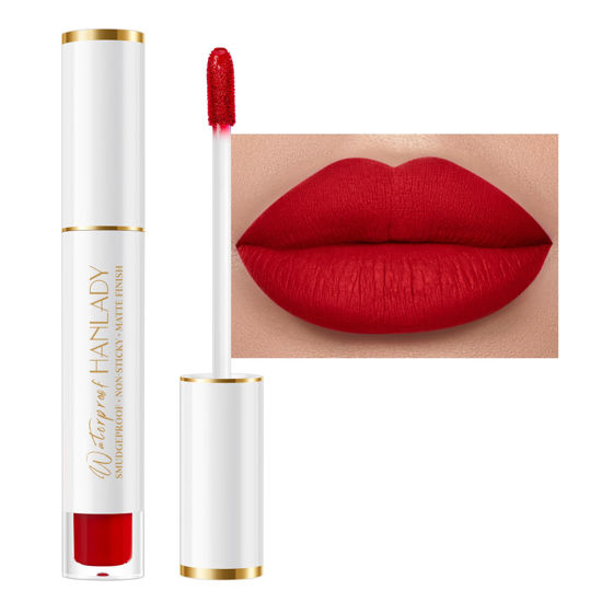 Picture of HANLADY Red Lipstick Long Lasting Lipsticks for Women Pigmented Smudgeproof Transferproof Vegan Cruelty Free Lip Makeup (A48 Tea Time, 1 Pack)