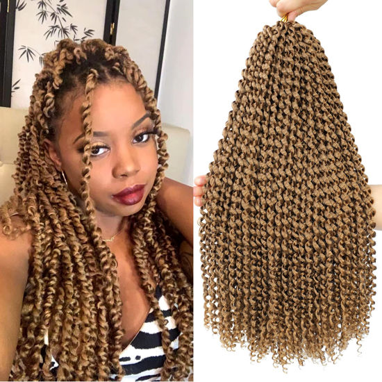 Picture of Dansama Passion Twist Hair 18 inch : Water Wave Crochet Hair Braiding Hair for Bohemian Crochet Braids Hair Extensions (18inch (Pack of 7), #27)