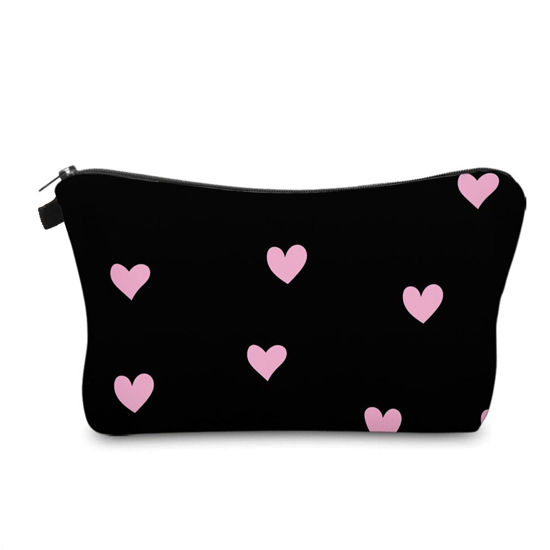 Picture of Cute Travel Makeup Bag Cosmetic Bag Small Pouch Gift for Women (Pink Heart)