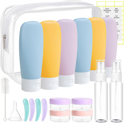 Picture of DEWSENSI 20 Pack Travel Bottles Set for Toiletries TSA Approved, Leak Proof Travel Size Containers Kit Portable Refillable Travel Accessories for Shampoo Conditioner Lotion Liquids (Multi-color)