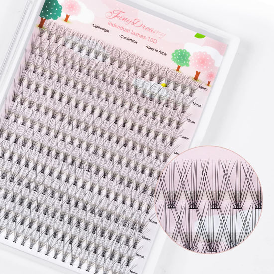 Picture of FinyDreamy 10D Lash Clusters 240pcs Individual Lash Extensions Natural Cluster Lashes 12-16mm Mix Lengths C Curl 0.07mm Thickness eyelash Individual Cluster Lashes Apply Under your Lashes(10D12-16mm)