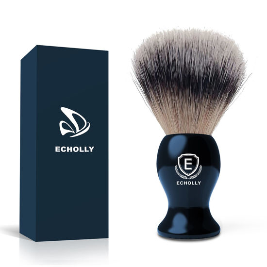 Picture of Luxury Shaving Brushes For Men by Echolly-Super Strong NO Shedding Bristle Shave Brushes for Men-Smooth Acrylic Handle Legacy Shave Brush-Rich and Fast Lather Shaving Cream Brush Gifts for Fathers Day