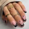 Picture of Medium Square Heart Press on Nails Black French Tip Fake Nails Matte Pink Glue on Nails with Black Hearts Cute Valentine’s Day Acrylic False Nails Heart Stick on Nails for Women Nail Art Decorations