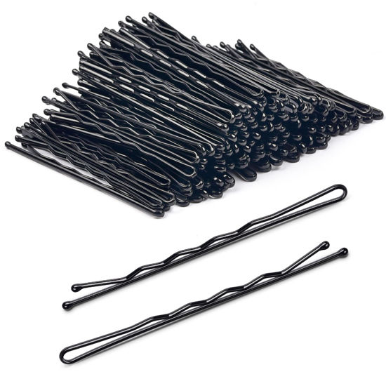 Picture of MORGLES 120PCS Jumbo Bobby Hair Pins for Women Girl, Large Black Bobby Pins 2.75Inches with Box