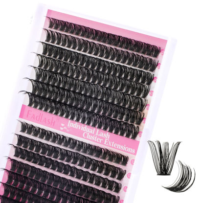Picture of FADLASH Cluster Lashes D Curl Wispy Individual Lashes DIY Eyelash Extension Natural Look Reusable Fluffy Cluster Eyelash Extensions Self Application at Home (60D+80D-0.07D-12-18MIX)