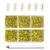 Picture of Beadsland 7200pcs Flatback Rhinestones,Yellow Rhinestones Nail Gems Round Crystal Rhinestones for Crafts,Mixed 6 Sizes with Wax Pencil Kit, SS3-SS10,Citrine/Lemon Yellow