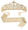 Picture of Papoopy Birthday Crown Tiara with sash for Women, Headband Hair Accessories for Birthday Party (A-Red)