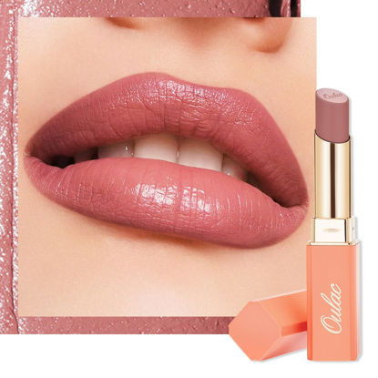 Picture of Oulac Pink Lipsticks for Women, Coral Nude Matte Lipstick, Full Coverage Lip Color, Satin Matte Finish, Cream Texture, Hydrating, Infused with Hyaluronic Acid, Vegan & Clean Beauty 4g SG06 Babe