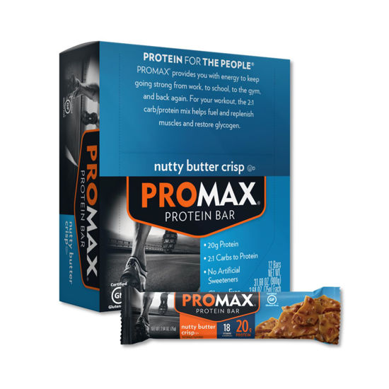 Picture of Promax Protein Bar, Nutty Butter Crisp, 20g High Protein, Gluten Free, 12 Count