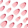 Picture of 24 Pcs Valentine's Day Press on Nails Medium Almond Heart Fake Nails Red Gold Love Heart False Nails Gold Glitter Line Artificial Nails Cute Stick on Nails for Women Girls Holiday Nail Decoration