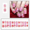 Picture of 24Pcs Valentine's Day Press on Nails Short Square Fake Nails with Lip Heart Designs Pink White French Tip Letter False Nails Acrylic Nails Cute Glue on Nails Stick on Nails for Women Manicure Decor
