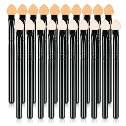 Picture of UorPoto Foam Eyeshadow Applicators Double Sided Sponge Tip Reusable，20Pcs Professional Organic Long Handle Washable Makeup Eye Shadow Brush Set