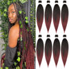 Picture of Braiding Hair 32 Inch 8 Packs Hair Extensions Professional Synthetic Braid Hair Crochet Braids, Soft Yaki Texture, Hot Water Setting Ombre Natural Black to Burgundy(32inch, 1B/Bug#)