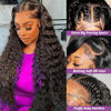 Picture of Poyazy 28 Inch Deep Wave Lace Front Wigs Human Hair 13x6 HD Transparent Lace Front Wigs Human Hair 210% Density Deep Curly Human Hair Wig Pre Plucked Deep Wave Frontal Wigs with Baby Hair