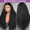 Picture of Poyazy 28 Inch Deep Wave Lace Front Wigs Human Hair 13x6 HD Transparent Lace Front Wigs Human Hair 210% Density Deep Curly Human Hair Wig Pre Plucked Deep Wave Frontal Wigs with Baby Hair