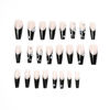 Picture of IMSOHOT Coffin French Press on Nails Long Glossy Black Fake Nails Ballerina 3D Pearl False Nails with Designs Glue on Nails Full Cover Acrylic Nails for Women
