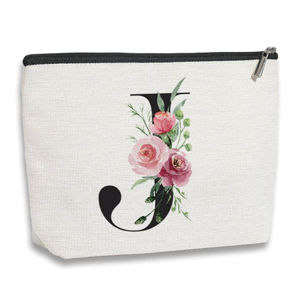 Picture of kdxpbpz Initial Makeup Bag, Personalized Gifts for Women, Bridesmaid Gifts, Birthday Gifts for Women Mom, Gifts for Best Friend, Bride Bridesmaid Cosmetic bag (Letter J)