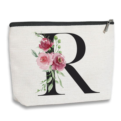 Picture of kdxpbpz Initial Makeup Bag, Personalized Gifts for Women, Bridesmaid Gifts, Birthday Gifts for Women Mom, Gifts for Best Friend, Bride Bridesmaid Cosmetic bag (Letter R)
