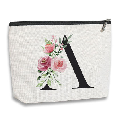 Picture of kdxpbpz Initial Make up Bag, Personalized Gifts for Women, Bridesmaid Gifts, Birthday Gifts for Women Mom, Gifts for Best Friend, Bride Bridesmaid Cosmetic bag (Letter A)