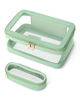 Picture of Soimeat Travel Clear Makeup Bag with Makeup Brush Bag, Leather Makeup Case Toiletry Bag, Portable Cosmetic Bag Case, Transparent Waterproof Cosmetic Organizer Storage Bag for Women, Mint Green