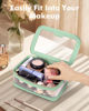 Picture of Soimeat Travel Clear Makeup Bag with Makeup Brush Bag, Leather Makeup Case Toiletry Bag, Portable Cosmetic Bag Case, Transparent Waterproof Cosmetic Organizer Storage Bag for Women, Mint Green