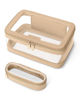 Picture of Soimeat Travel Clear Makeup Bag with Makeup Brush Bag, Leather Makeup Case Toiletry Bag, Portable Cosmetic Bag Case, Transparent Waterproof Cosmetic Organizer Storage Bag for Women, Khaki